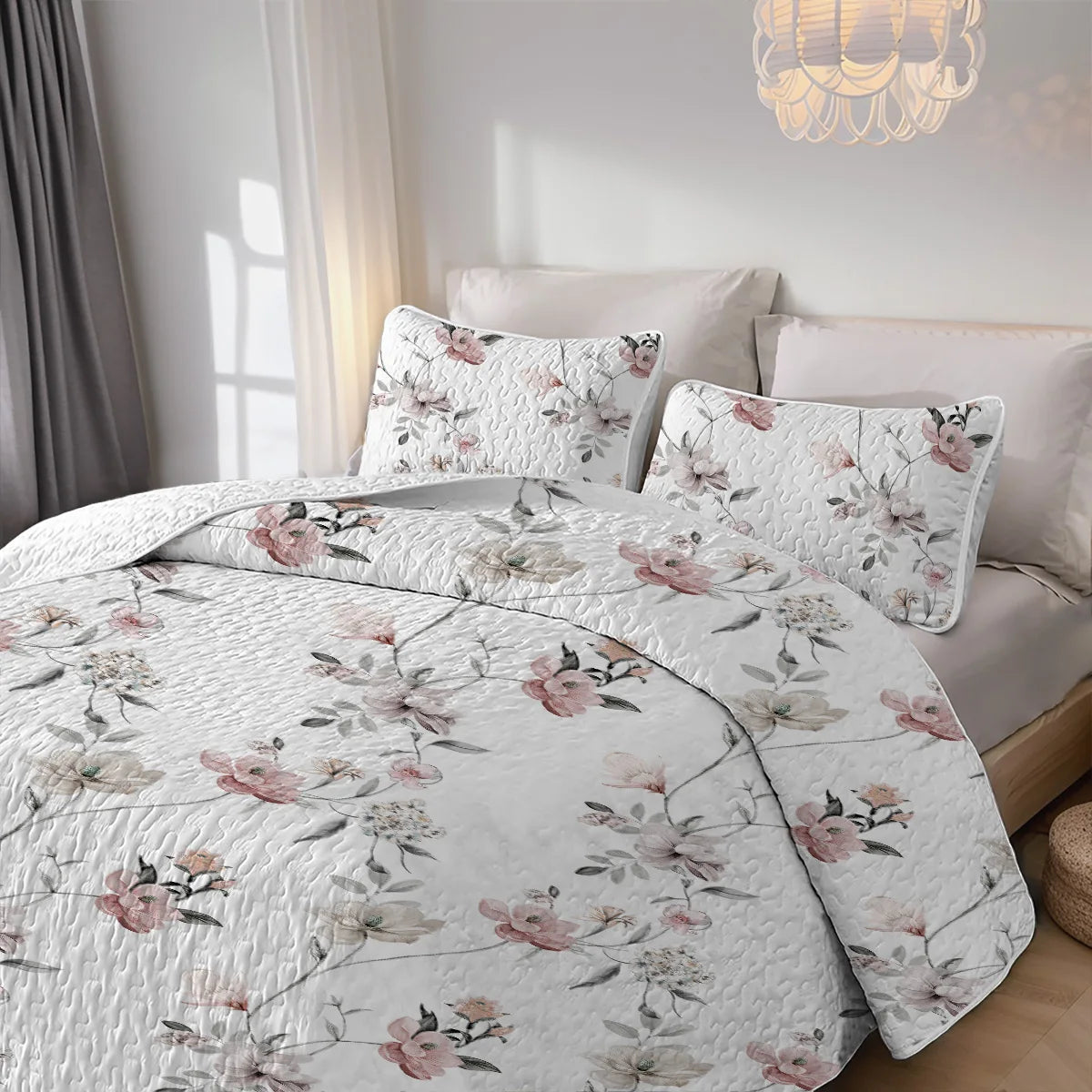 Craft Of Weaving Floral Quilt Set Includes Pillowcases