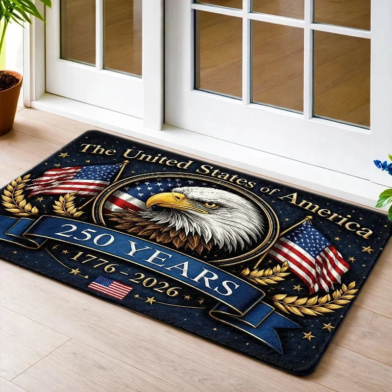 Patriotic USA Doormat American Eagle Flag Non Slip Entrance Rug