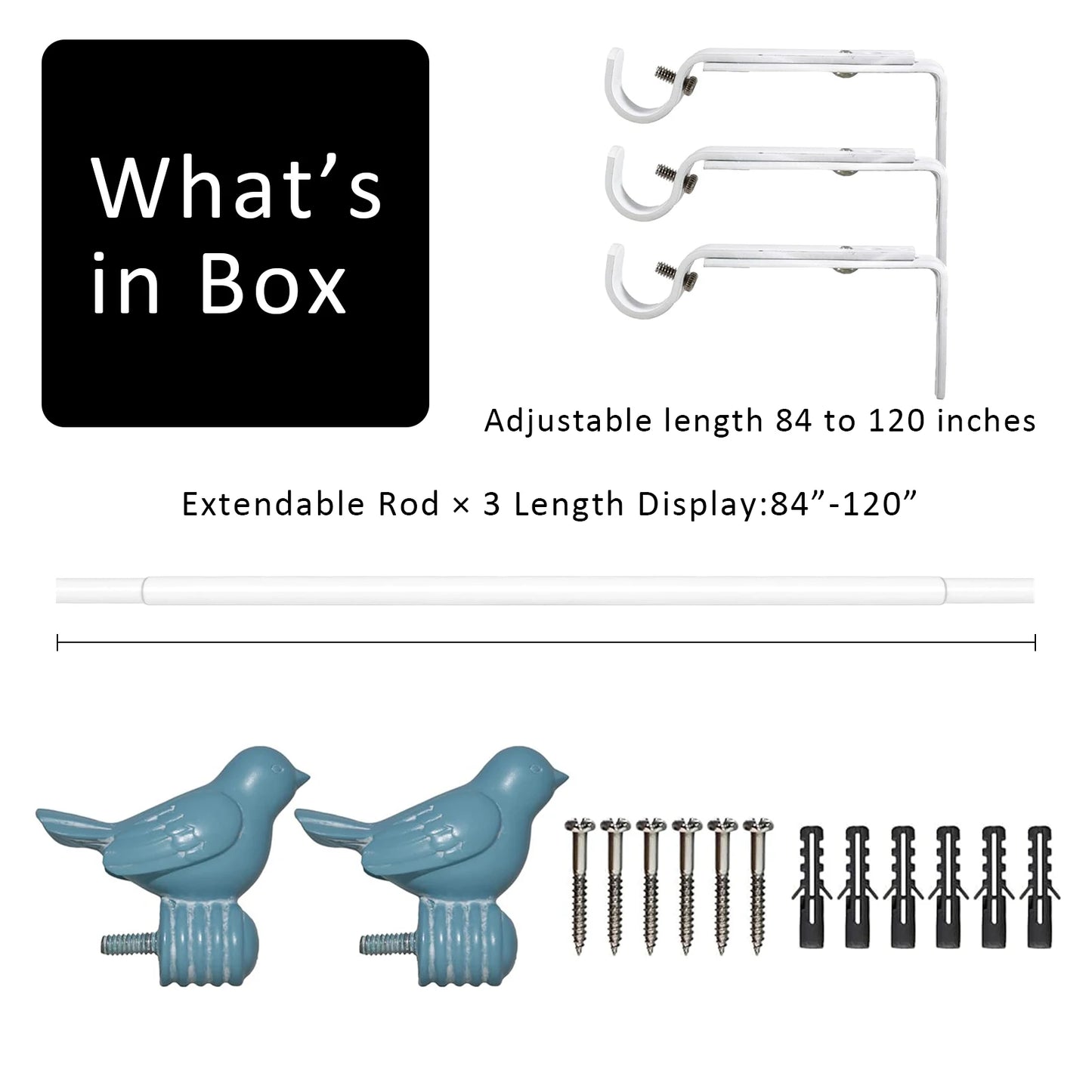 Guangdong Telescopic Curtain Rod Set With Decorative Bird Finials