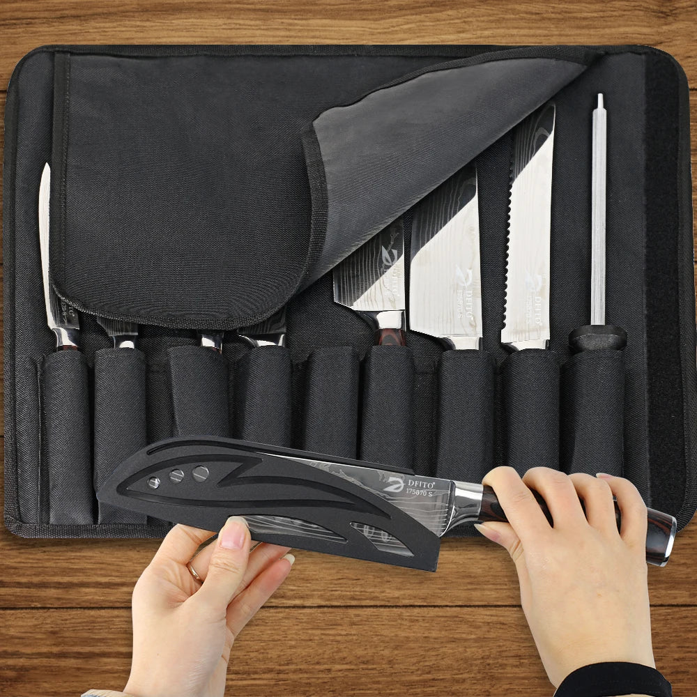 Kitchen Knife Set 7Cr17Mov Stainless Steel Chef Santoku Cleaver