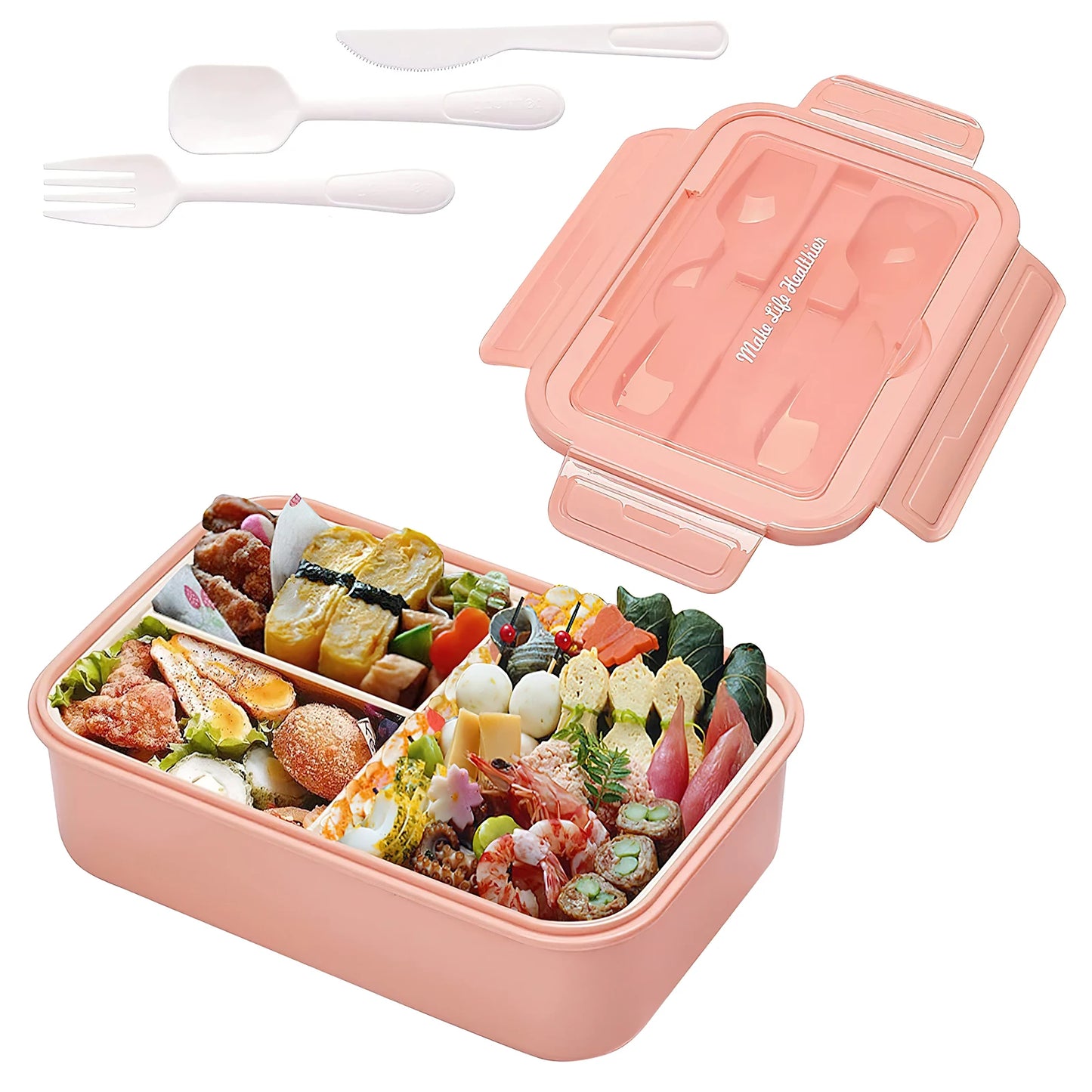 Leak-Proof Portable Bento Lunch Box With Fork And Spoon