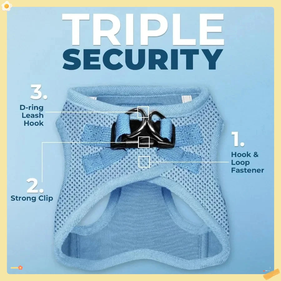 Closure Step In Air Mesh Dog Harness And Leash Reflective