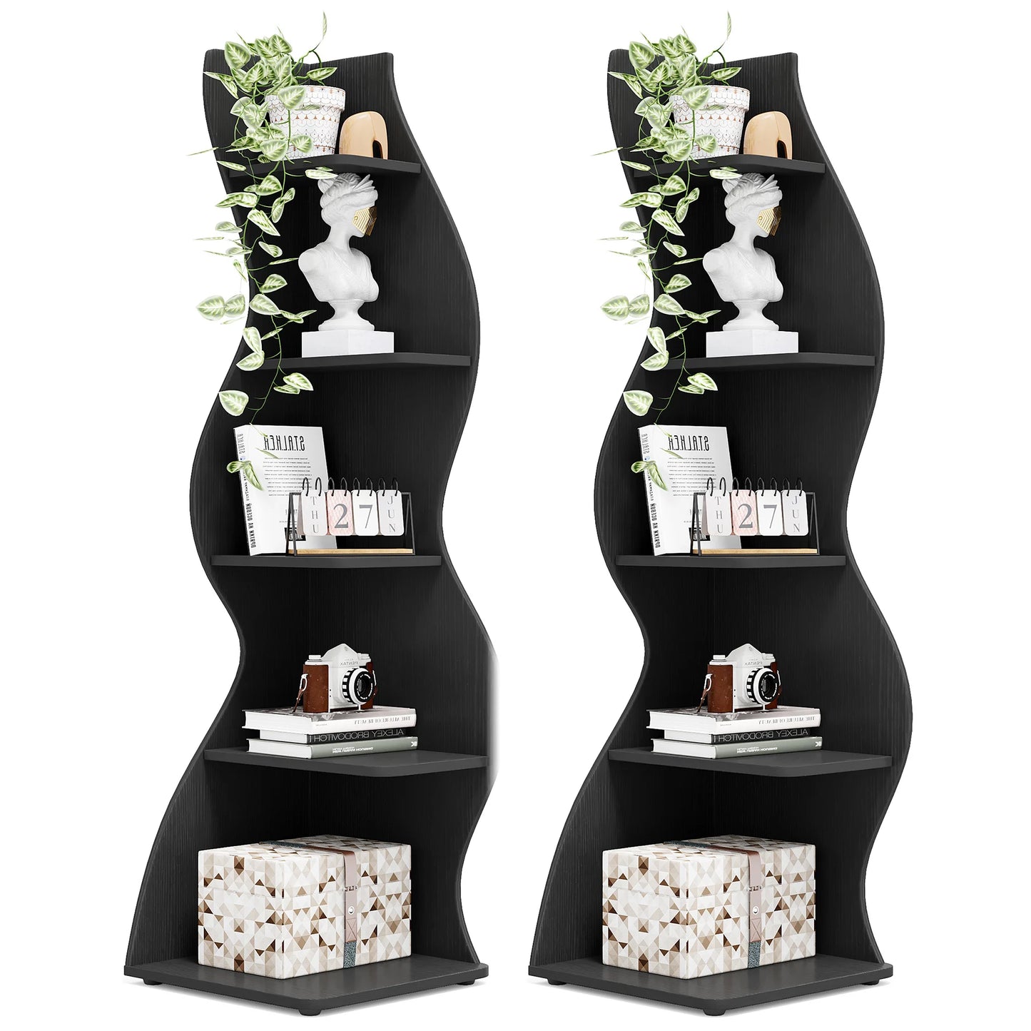 5-Tier Corner Shelf Wall Bookshelf Plant Stand