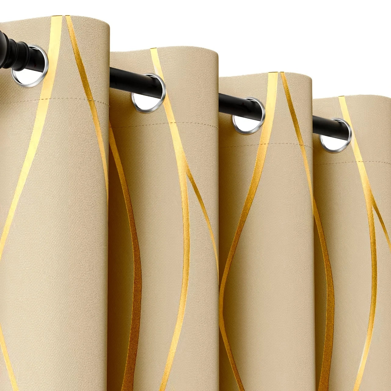 Golden Wave Circle Blackout Drapes with Grommets