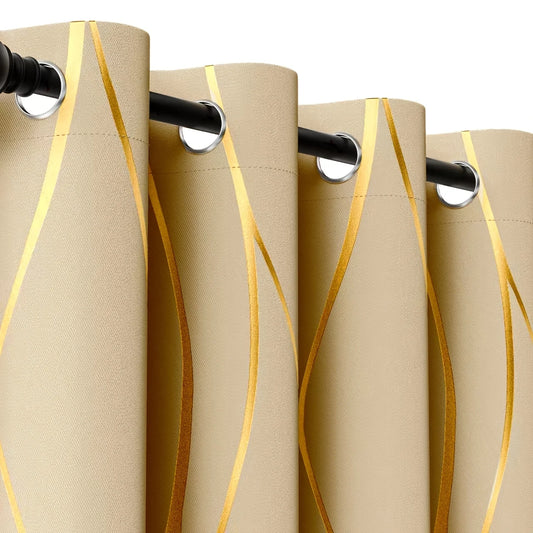 Golden Wave Circle Blackout Drapes with Grommets