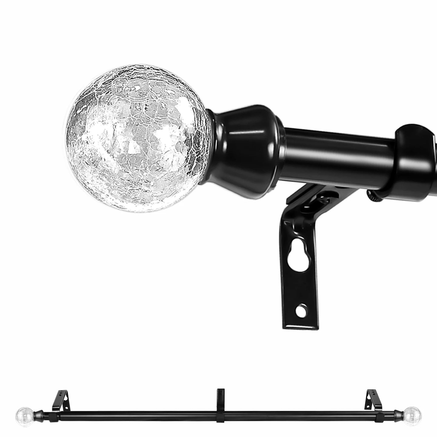 Heavy Duty Curtain Rod Set With Glass Finials