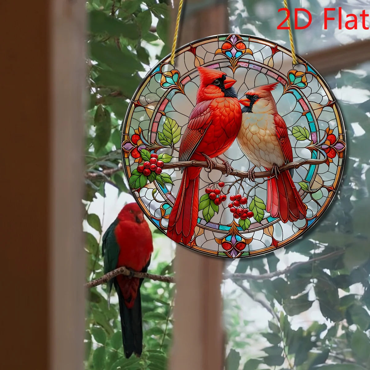Hign-concerned 2D Cardinal Suncatcher Acrylic Wreath