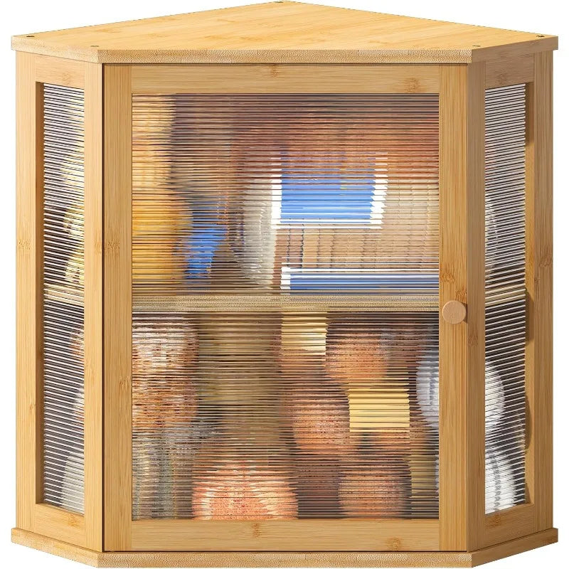 EZHomeEssentials Corner Bread Box Bamboo Layered Storage