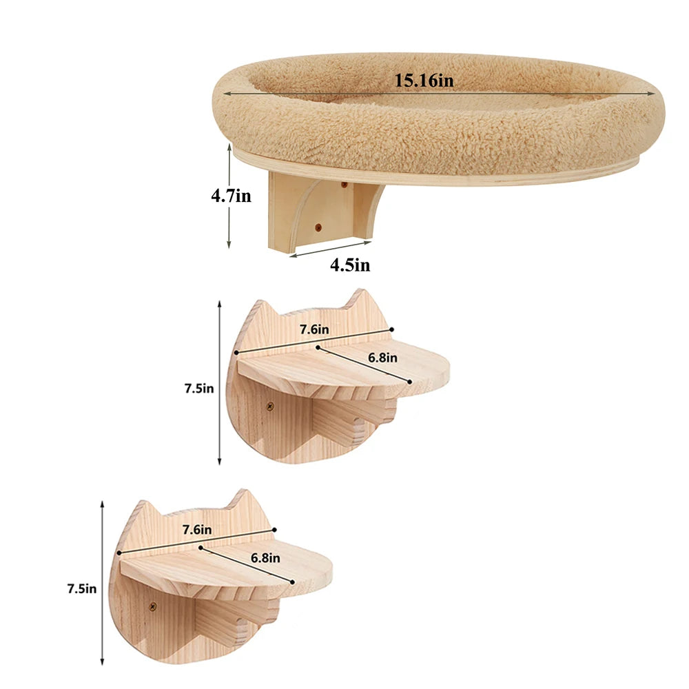 PETRAVELCN Cat Wall Mounted Climbing Ladder With Post