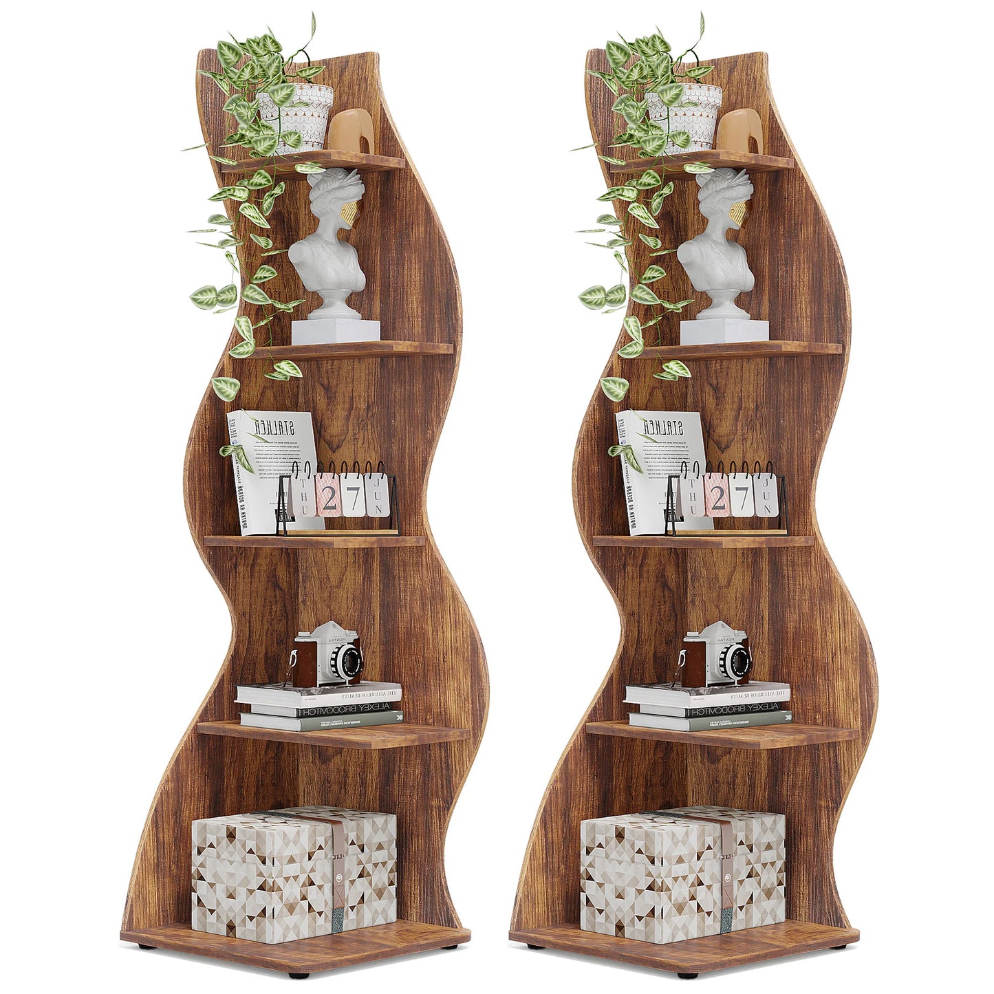 5-Tier Corner Shelf Wall Bookshelf Plant Stand