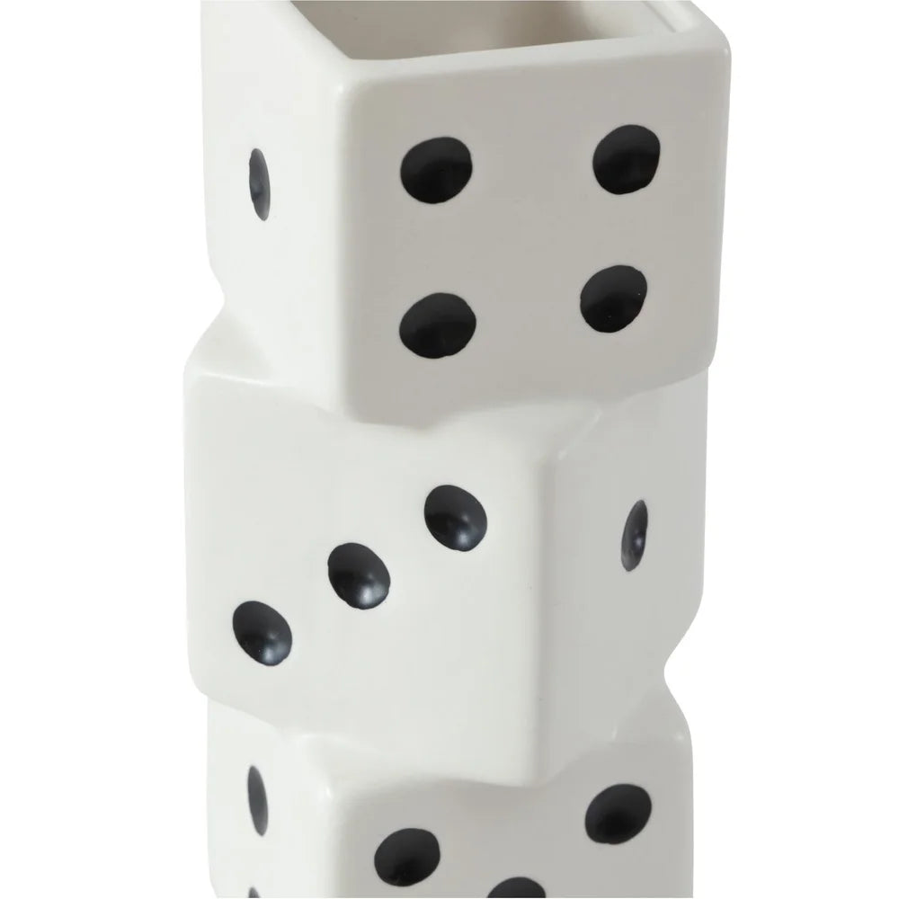 EZHomeEssentials Ceramic Stacked Dice Vase Decor Accent