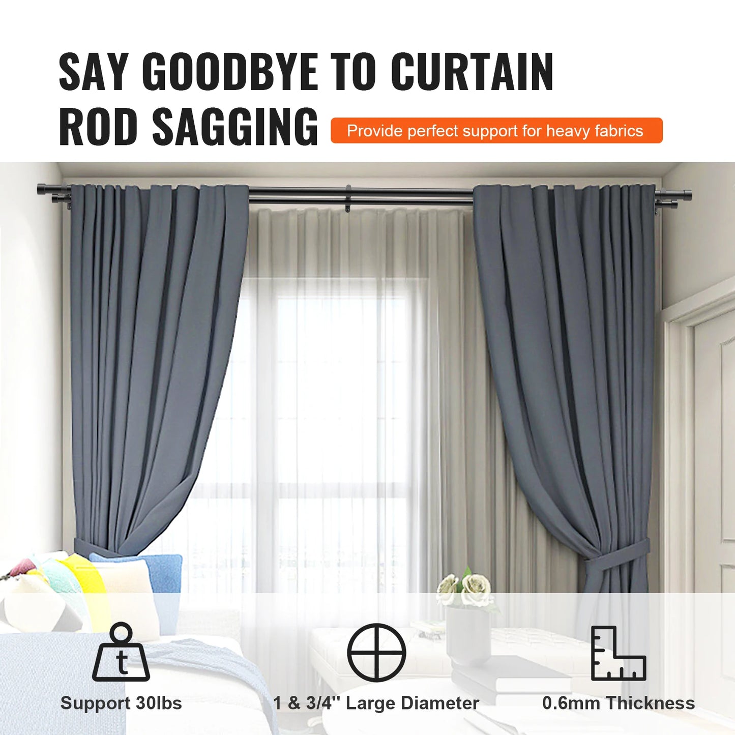 SucceBuy Double Curtain Rods Telescoping Stainless Steel