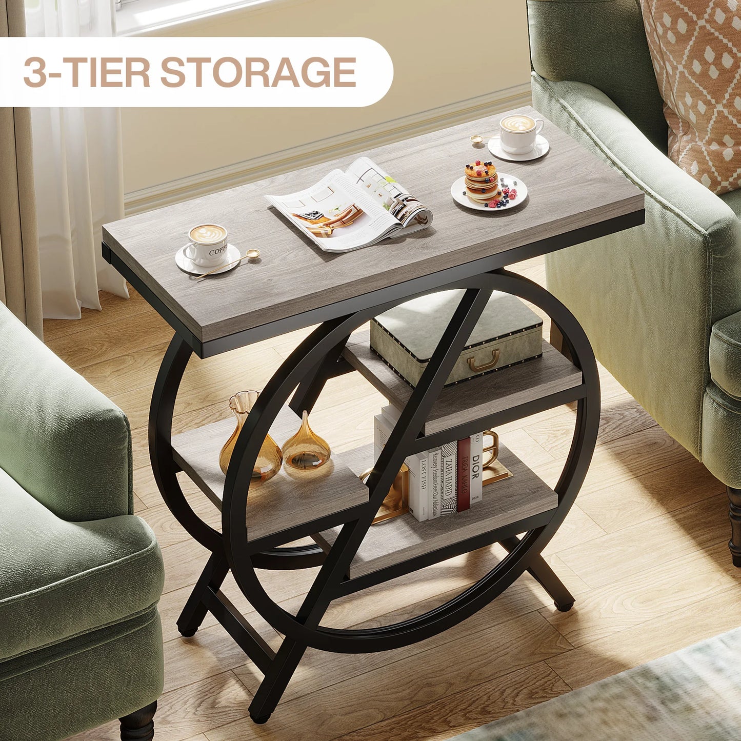 Tribesigns End Table for Living Room 3-Tier with Storage