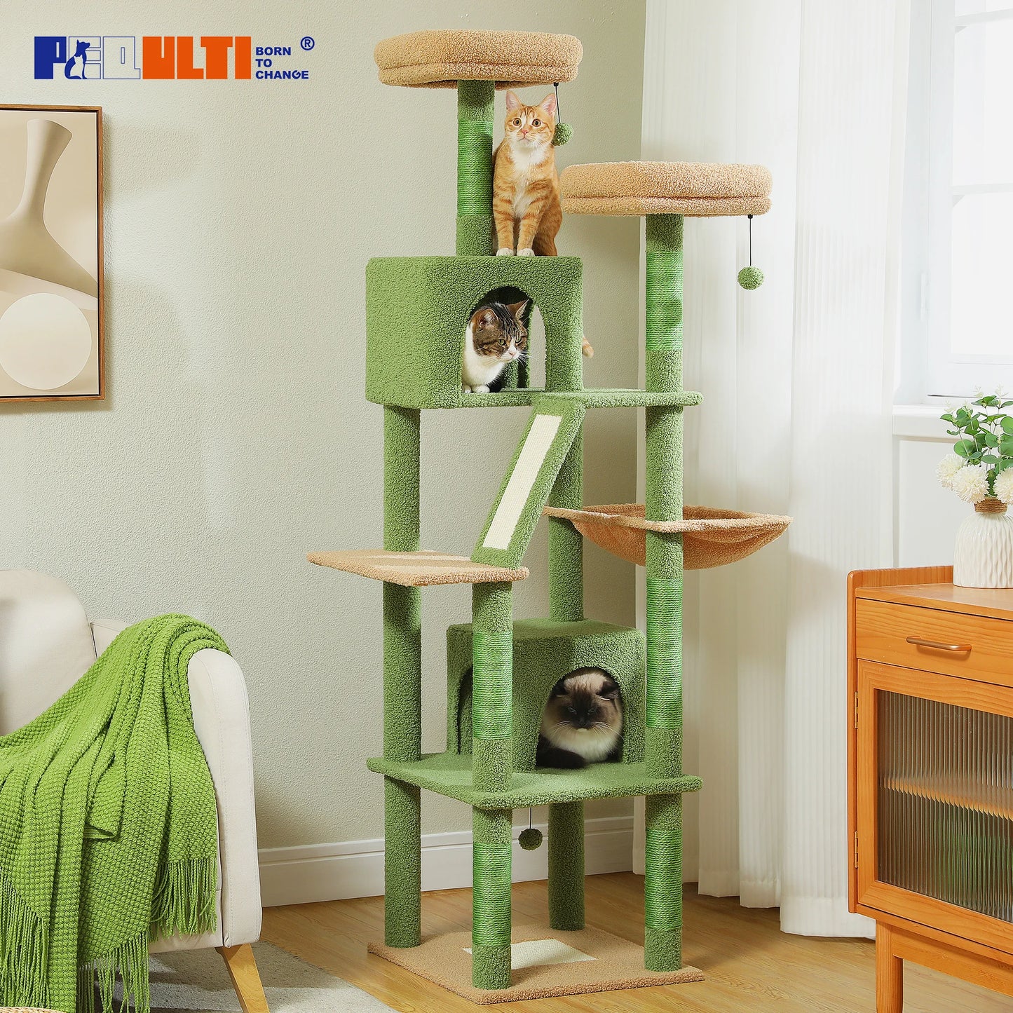 PAWZ Road Five Level Cat Tree Tower With Plush Condo Scratching Posts Boards