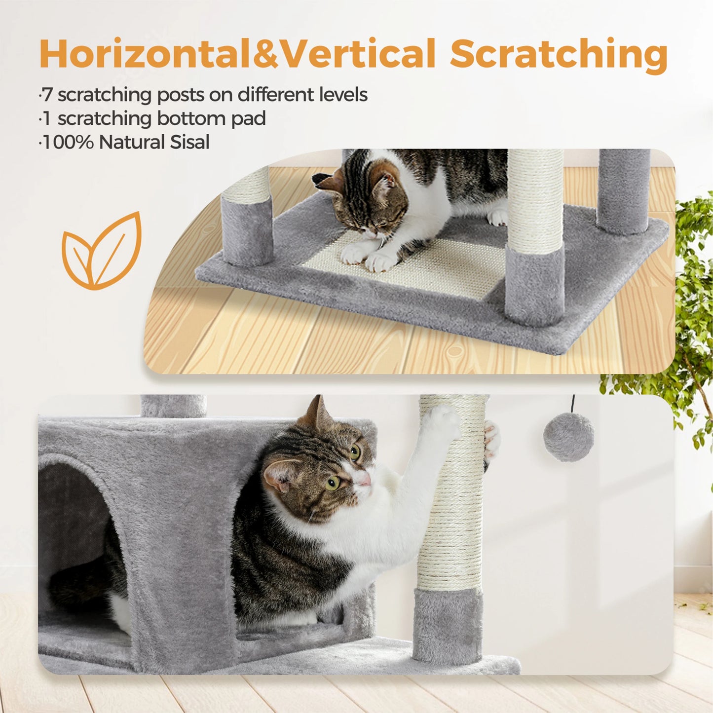 PAWZ Road Five Level Cat Tree Tower With Plush Condo Scratching Posts Boards
