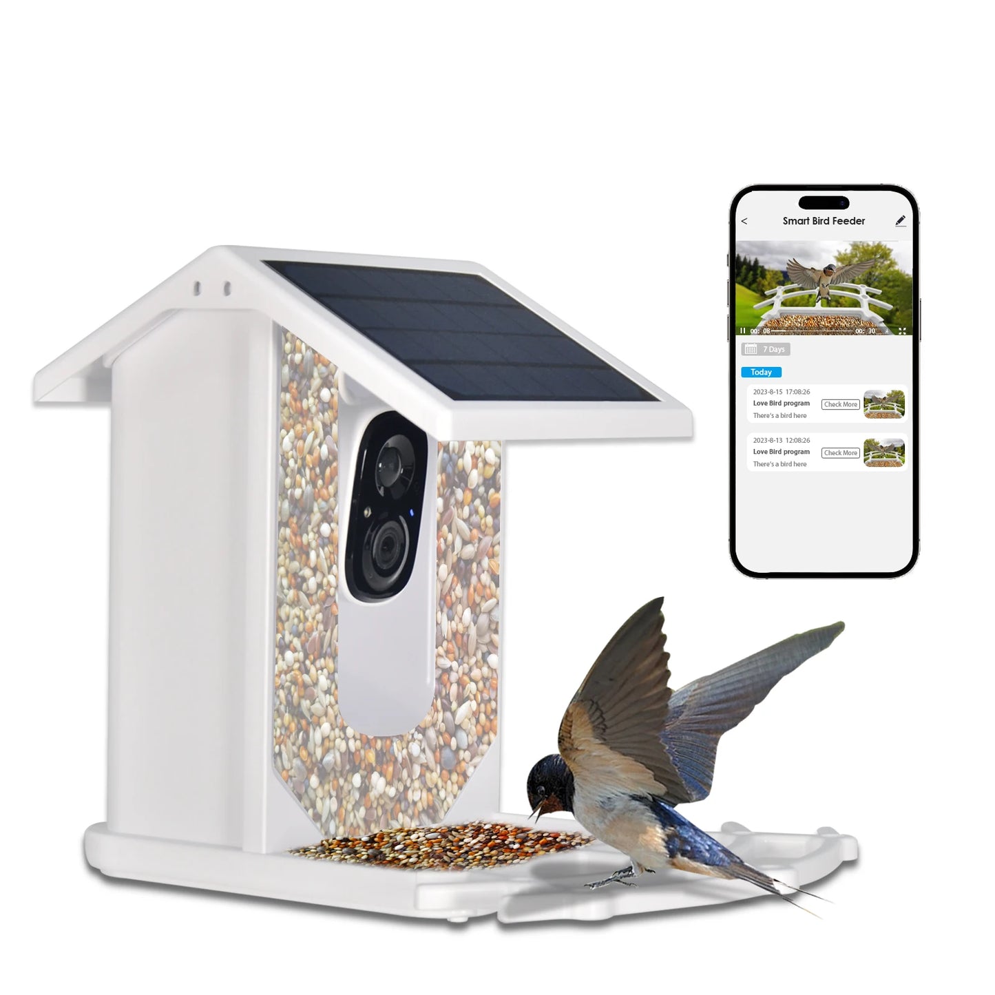 Smart Bird Feeder With Camera Outdoor Bird House Solar HD
