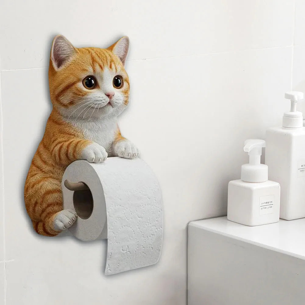 Cat Paper Holder Wall Mount Toilet Paper Holder Bathroom