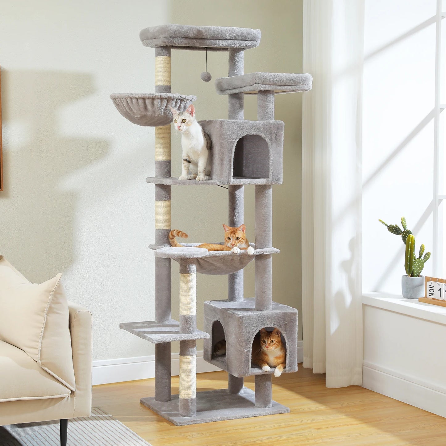 PAWZ Road Five Level Cat Tree Tower With Plush Condo Scratching Posts Boards