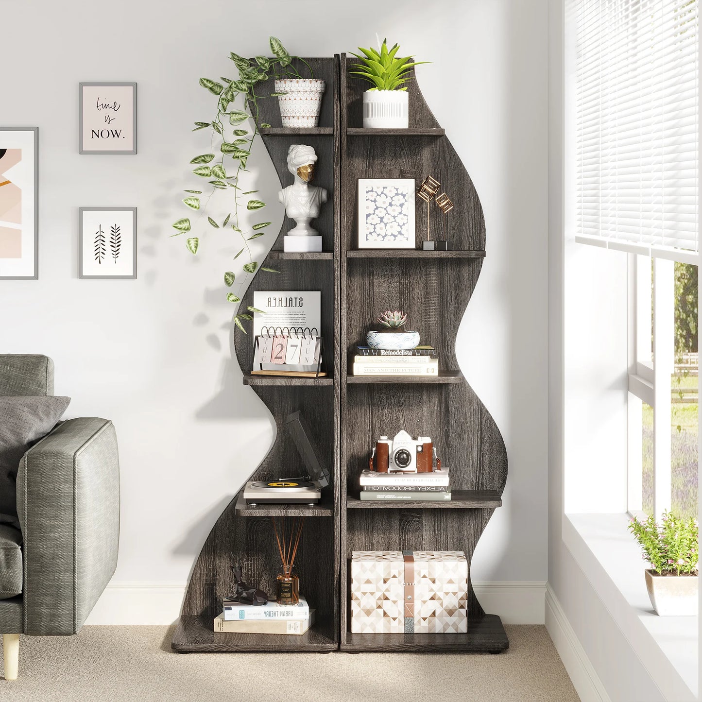 5-Tier Corner Shelf Wall Bookshelf Plant Stand