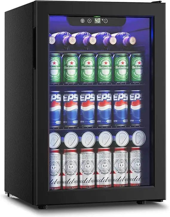 Wine Cooler, 26 Bottle 95 Can Mini Wine Fridge with Clear Glass Door for Beer Soda Water Drink,Wine Cellar Beverage Refrigerator