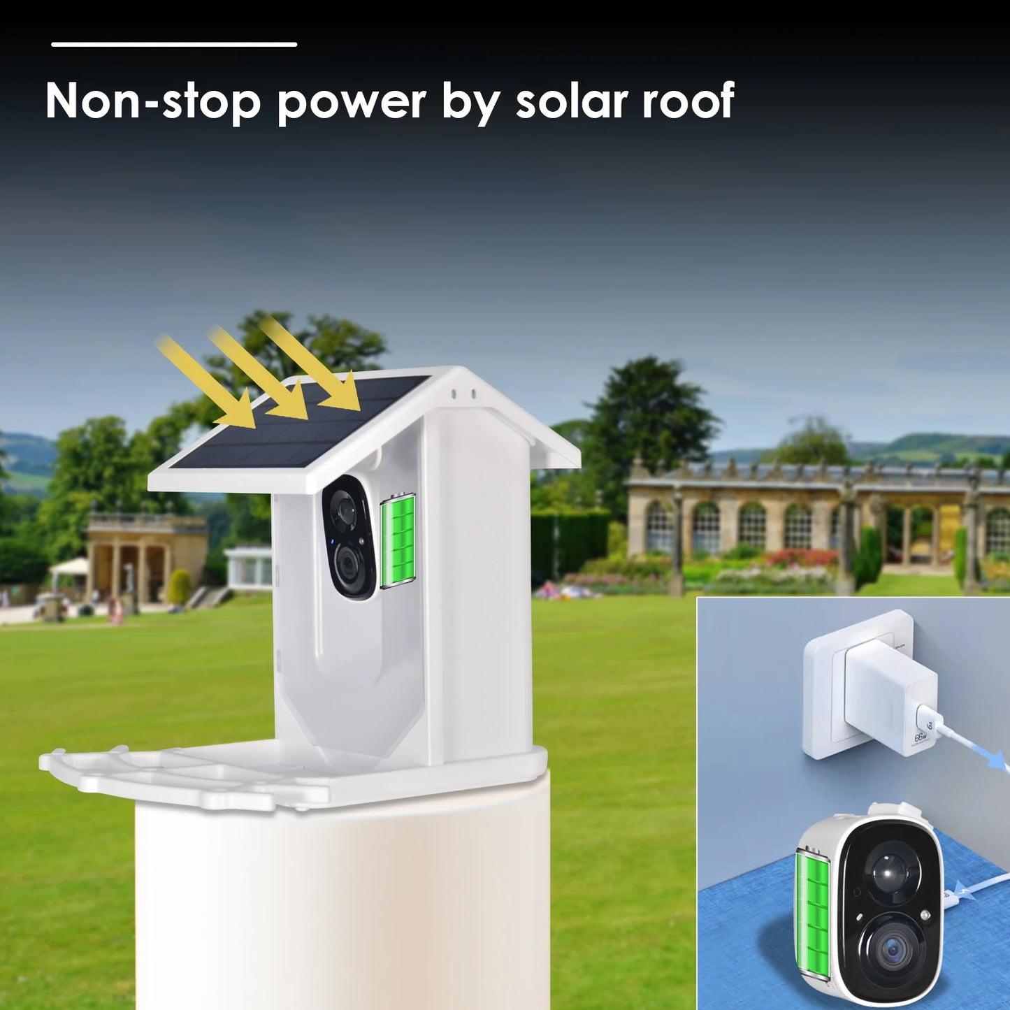 Smart Bird Feeder With Camera Outdoor Bird House Solar HD