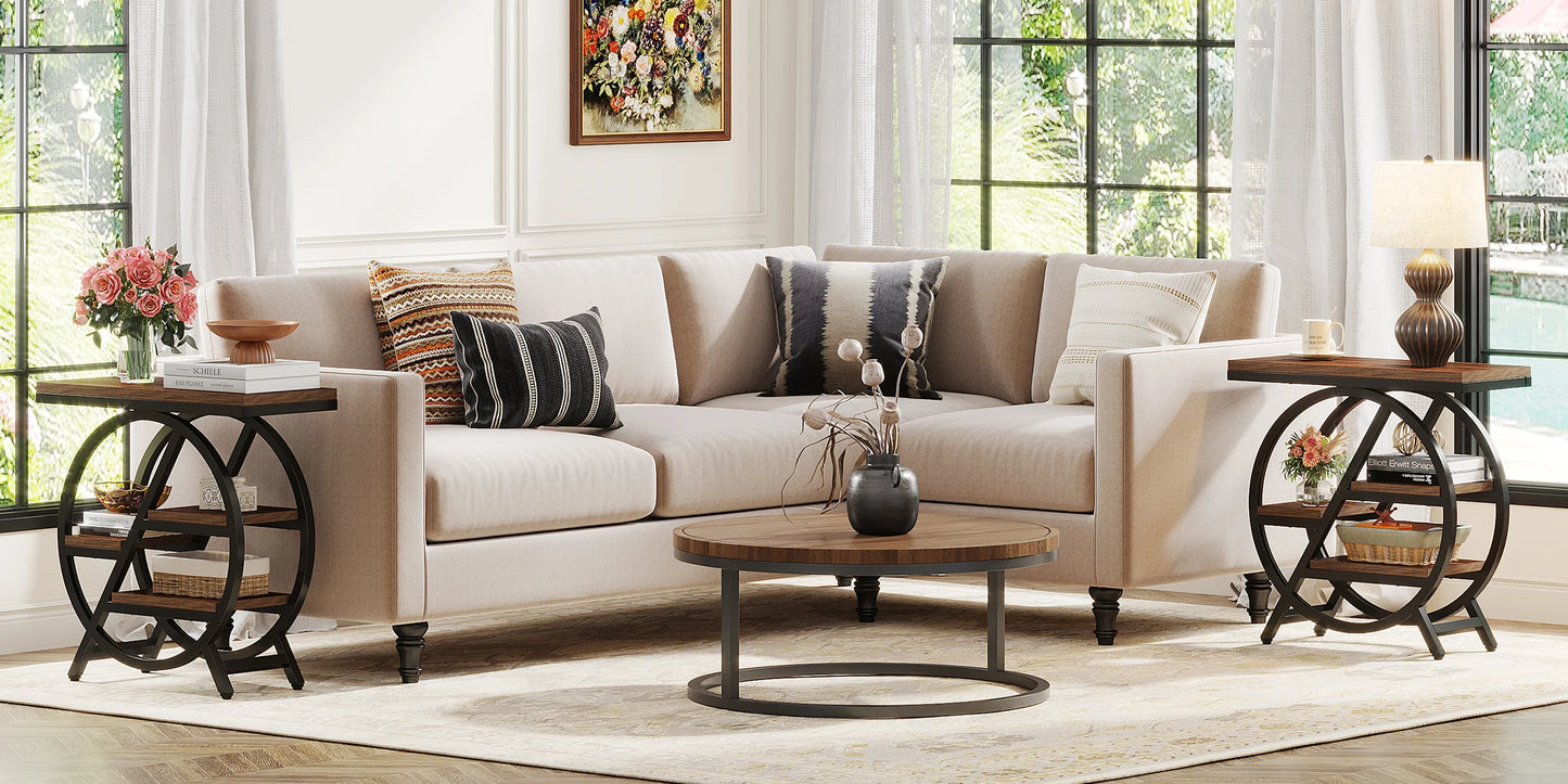 Tribesigns End Table for Living Room 3-Tier with Storage
