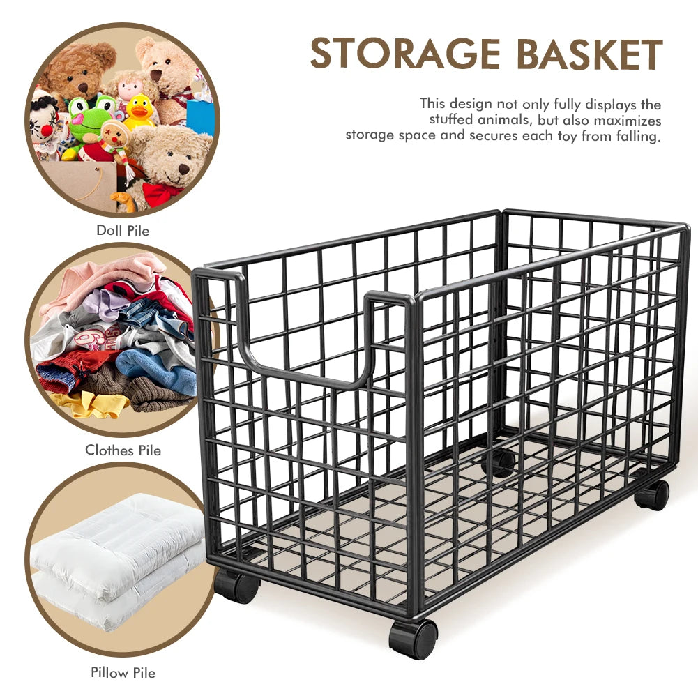 Shunmaii Plush Storage Organizer With Wheels For Kids Room Playroom