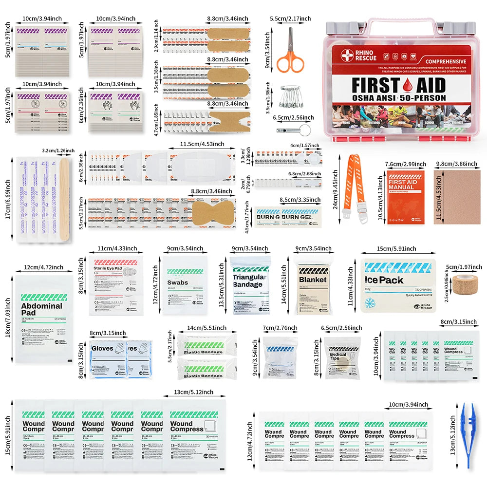 Rhino Rescue Full Feature First Aid Kit for Home Office