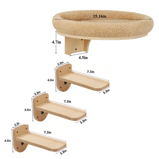 PETRAVELCN Cat Wall Mounted Climbing Ladder With Post