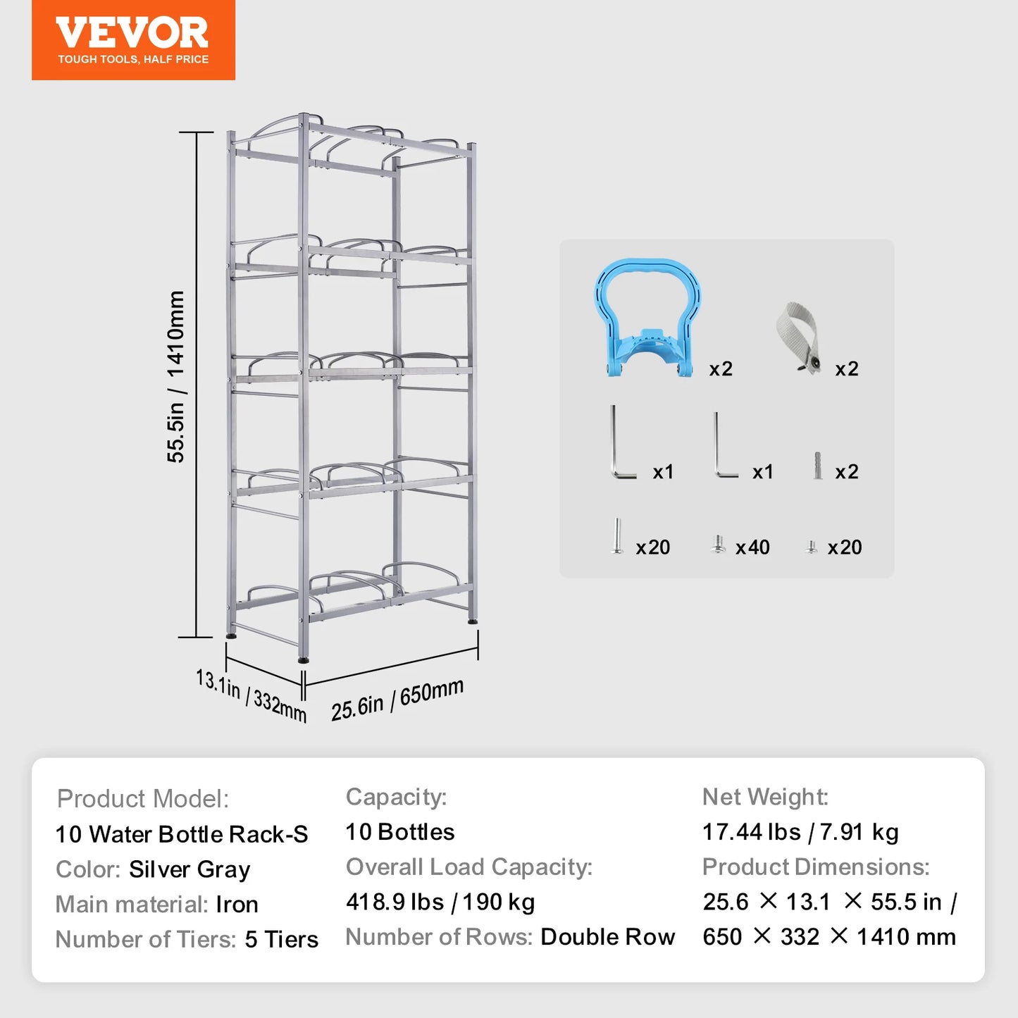 EZHomeEssentials 5 Tier Water Jug Holder Rack For Kitchen