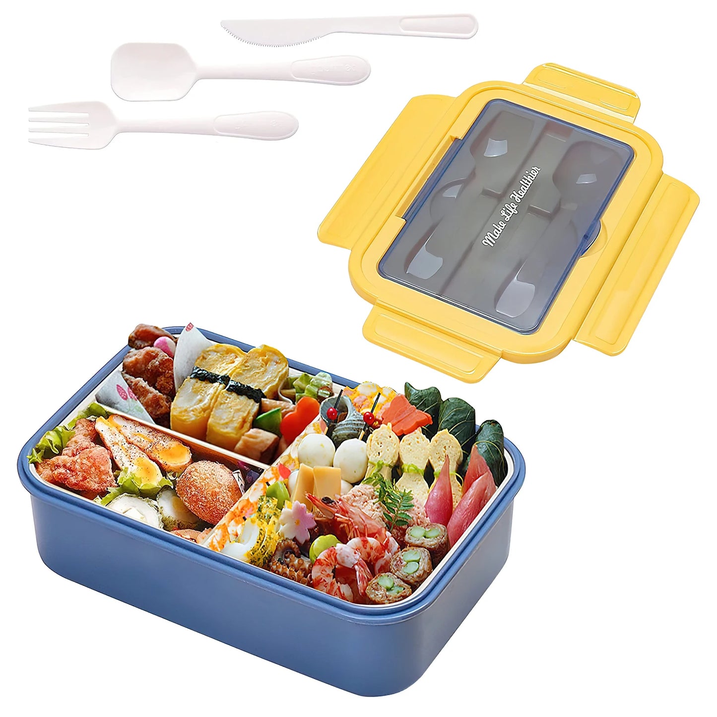 Leak-Proof Portable Bento Lunch Box With Fork And Spoon