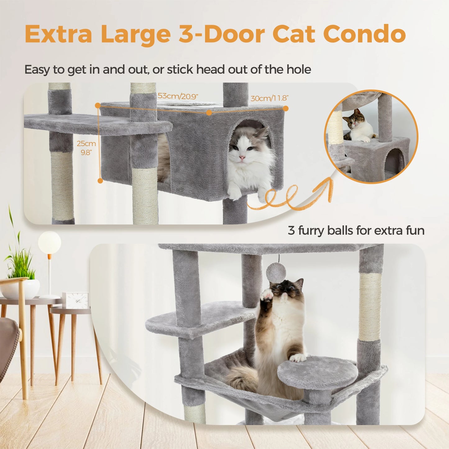 PAWZ Road Five Level Cat Tree Tower With Plush Condo Scratching Posts Boards