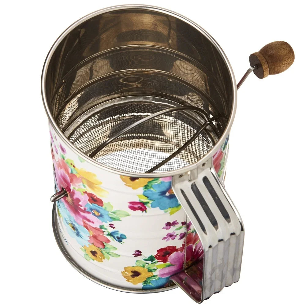 Feature Stainless Steel Three Cup Hand Crank Flour Sifter