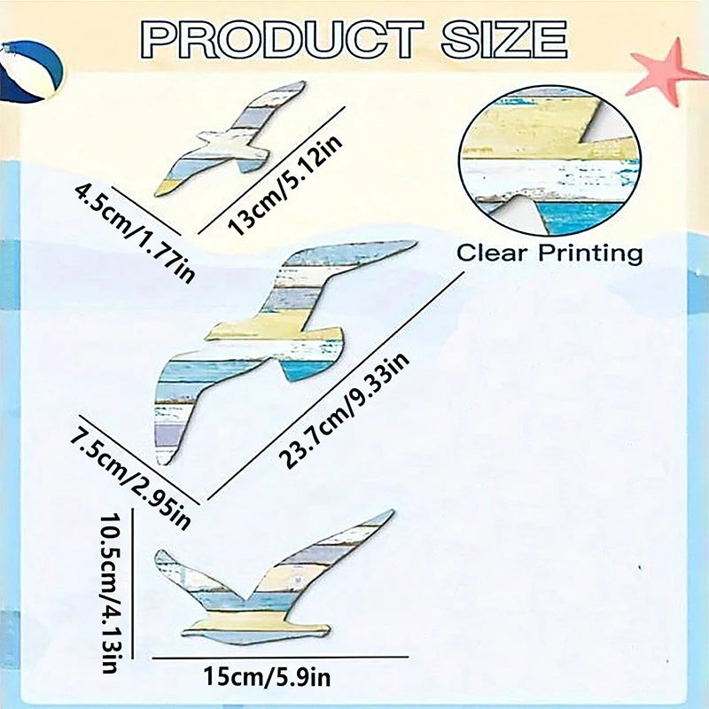 Hign Concerned Seagull Wall Decor 3 Piece Set Nautical