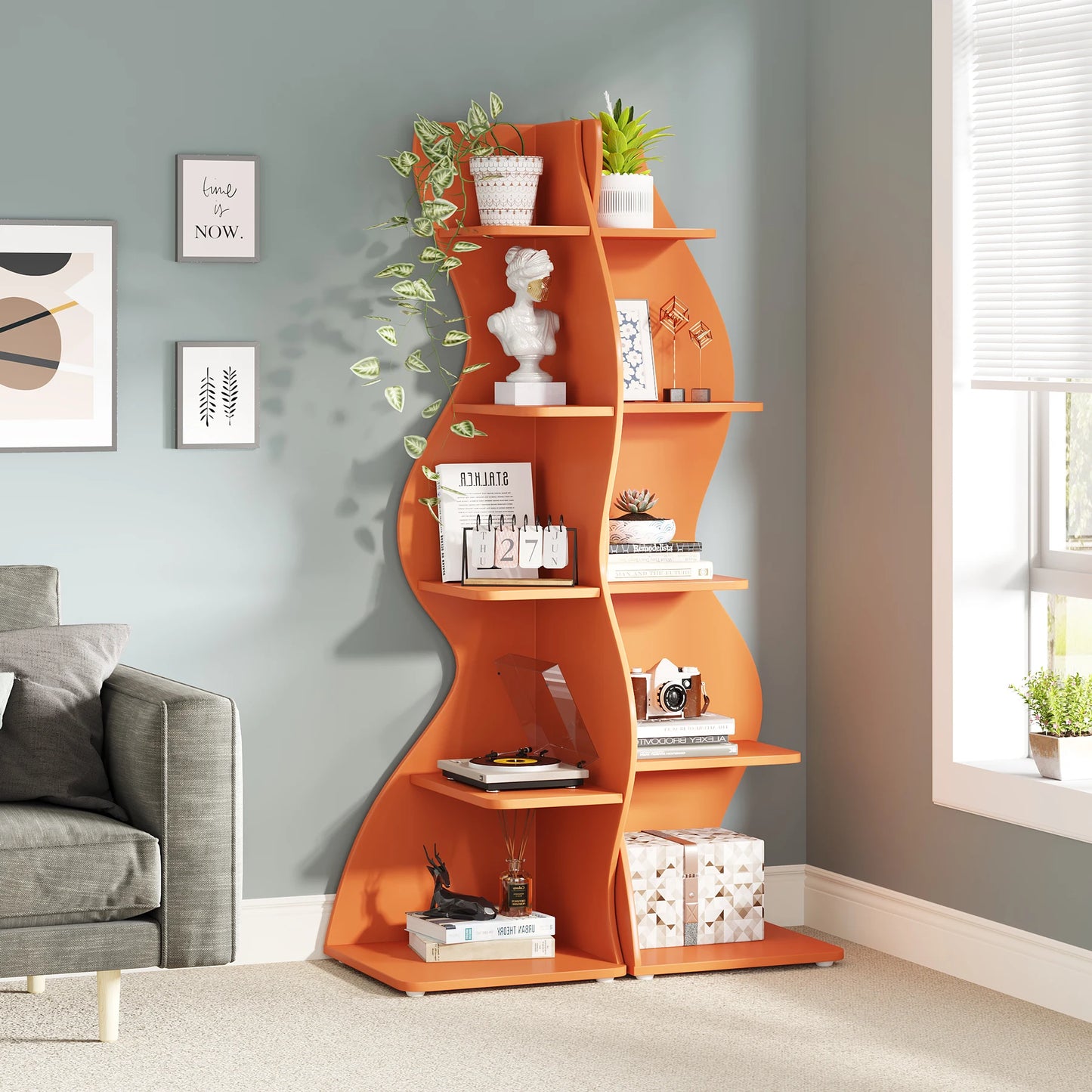 5-Tier Corner Shelf Wall Bookshelf Plant Stand