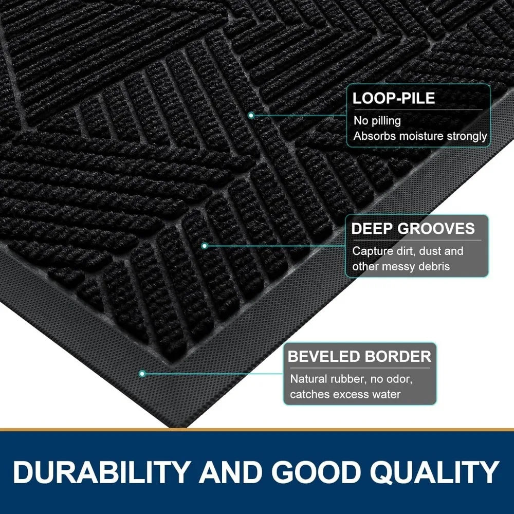 EZHomeEssentials Front Door Mat Heavy Duty Natural Rubber