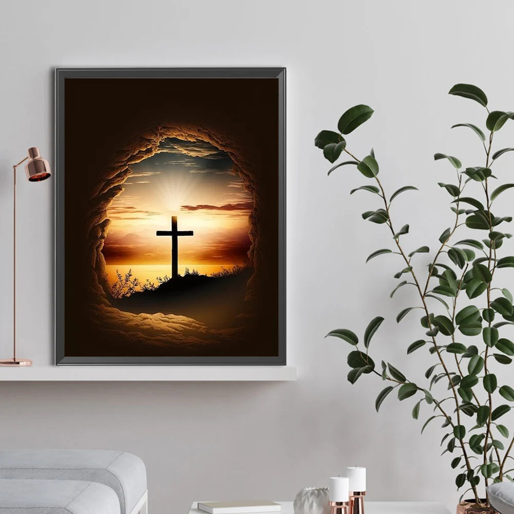 Alloet 5D DIY Diamond Painting Crucifix Kit Home Decoration