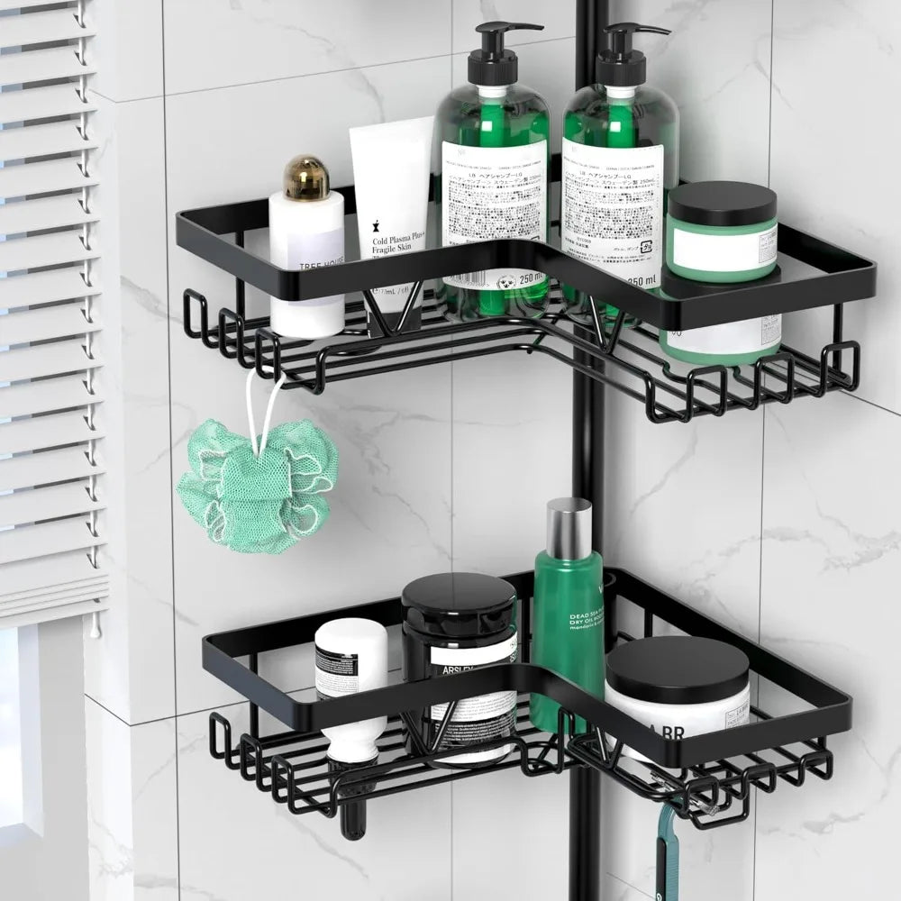 Corner Shower Caddy Tension Pole 4 Tier Stainless Steel