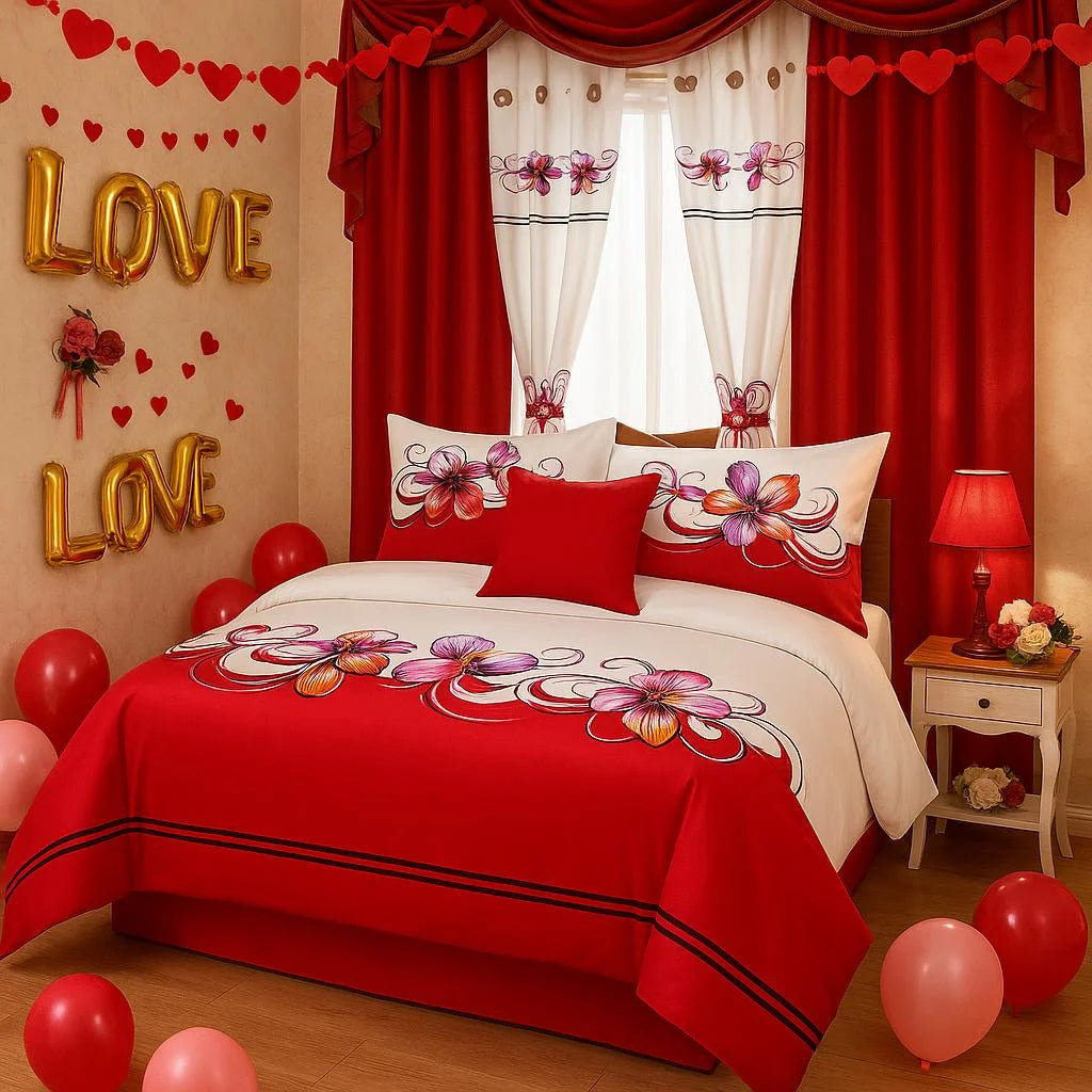 Bedspread Set With Curtains 9 Piece Machine Washable