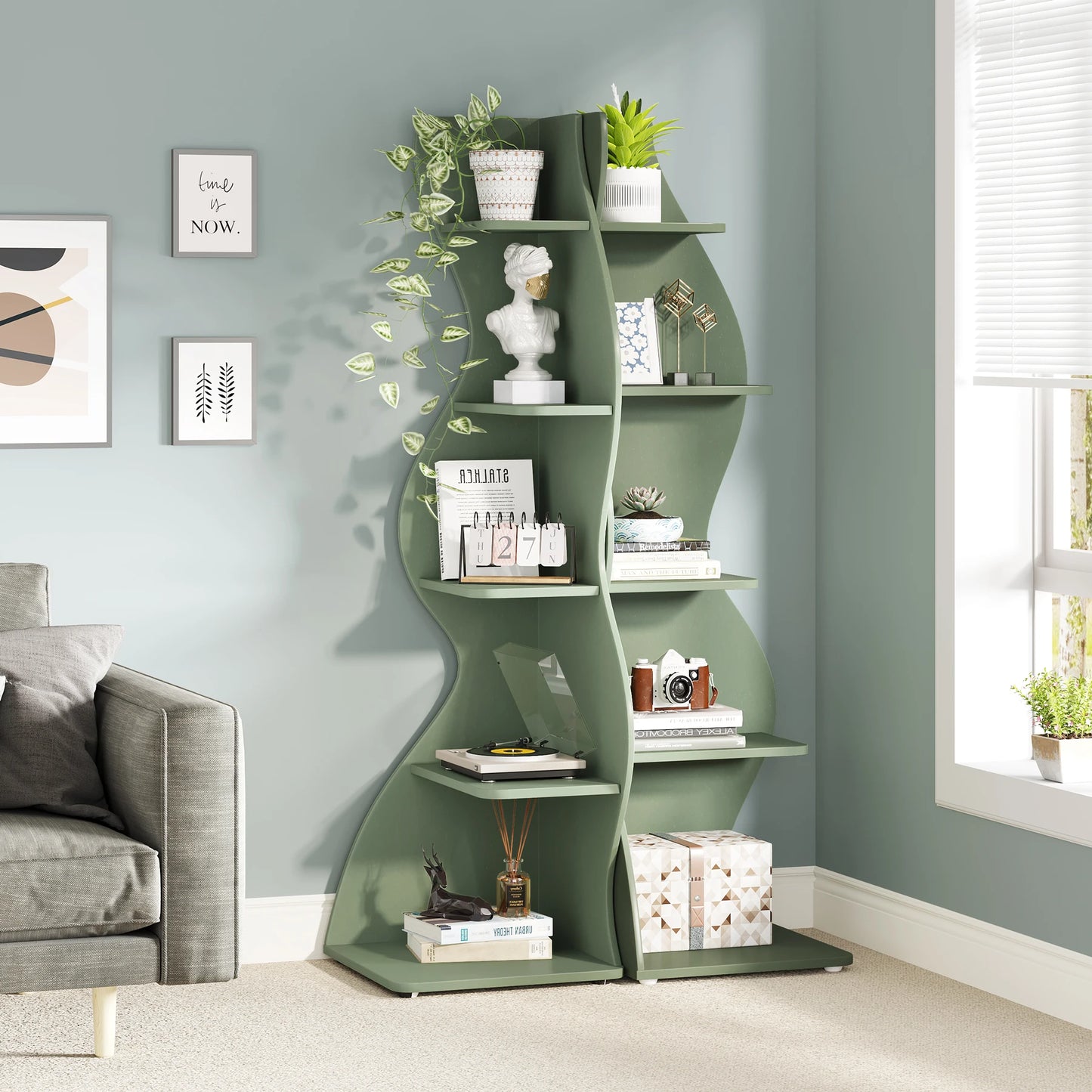 5-Tier Corner Shelf Wall Bookshelf Plant Stand