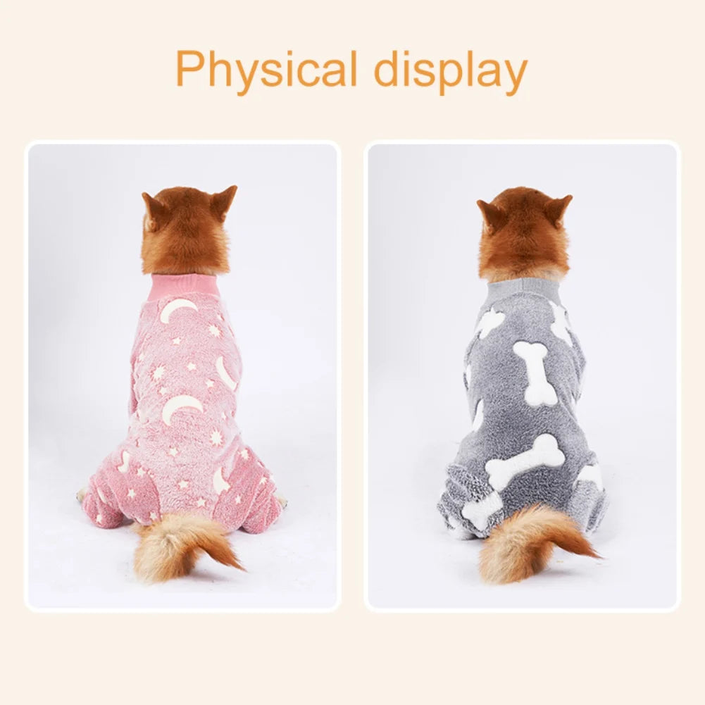 Fleece Dog Jumpsuit Winter Pajamas For Dogs
