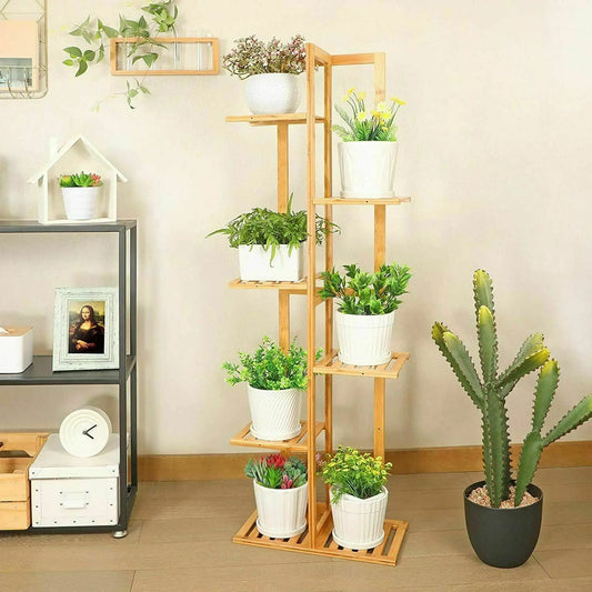 Bamboo 5 Tier Plant Stand Rack Indoor Outdoor