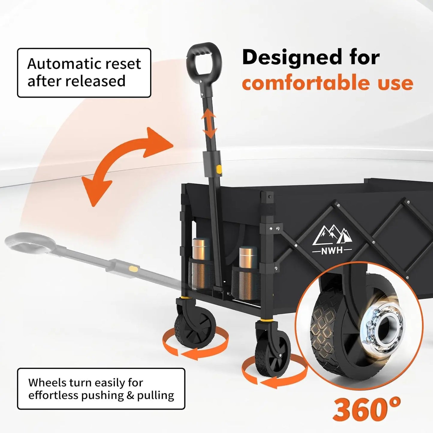 Foldable Wagon Cart With All Terrain Wheels For Outdoor Hauling