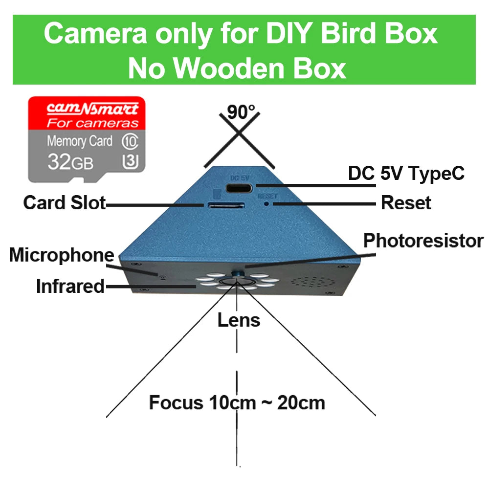 Camnsmart Smart Bird House 4MP HD WiFi Birdbox Camera For Real Time Monitoring