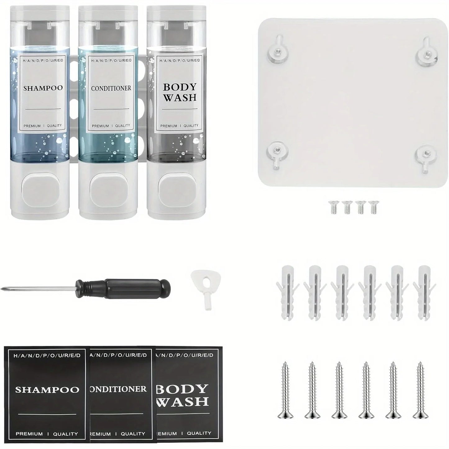 Hign-concerned Wall Mounted 3 in 1 Shower Gel Dispenser ABS