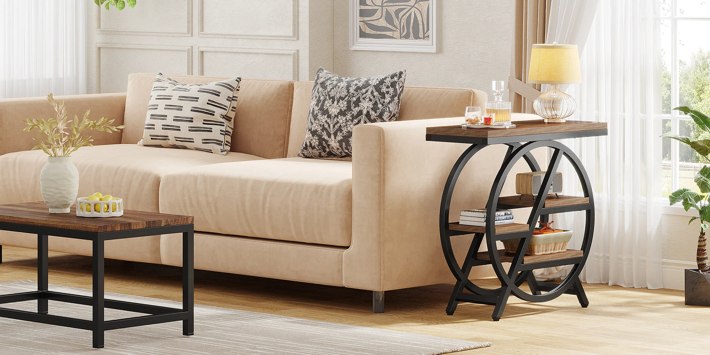 Tribesigns End Table for Living Room 3-Tier with Storage