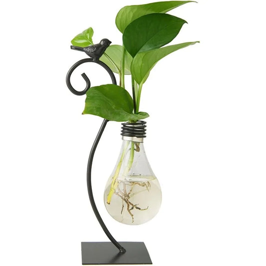 Desktop Glass Planter And Bulb Vase With Holder For Modern Home Terrarium Stand Decor