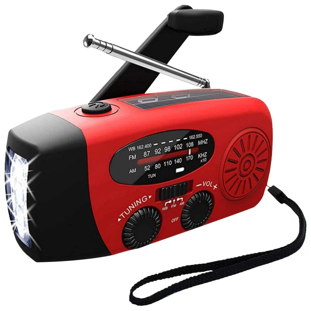 Portable Emergency Crank Radio AM FM WB Weather Solar