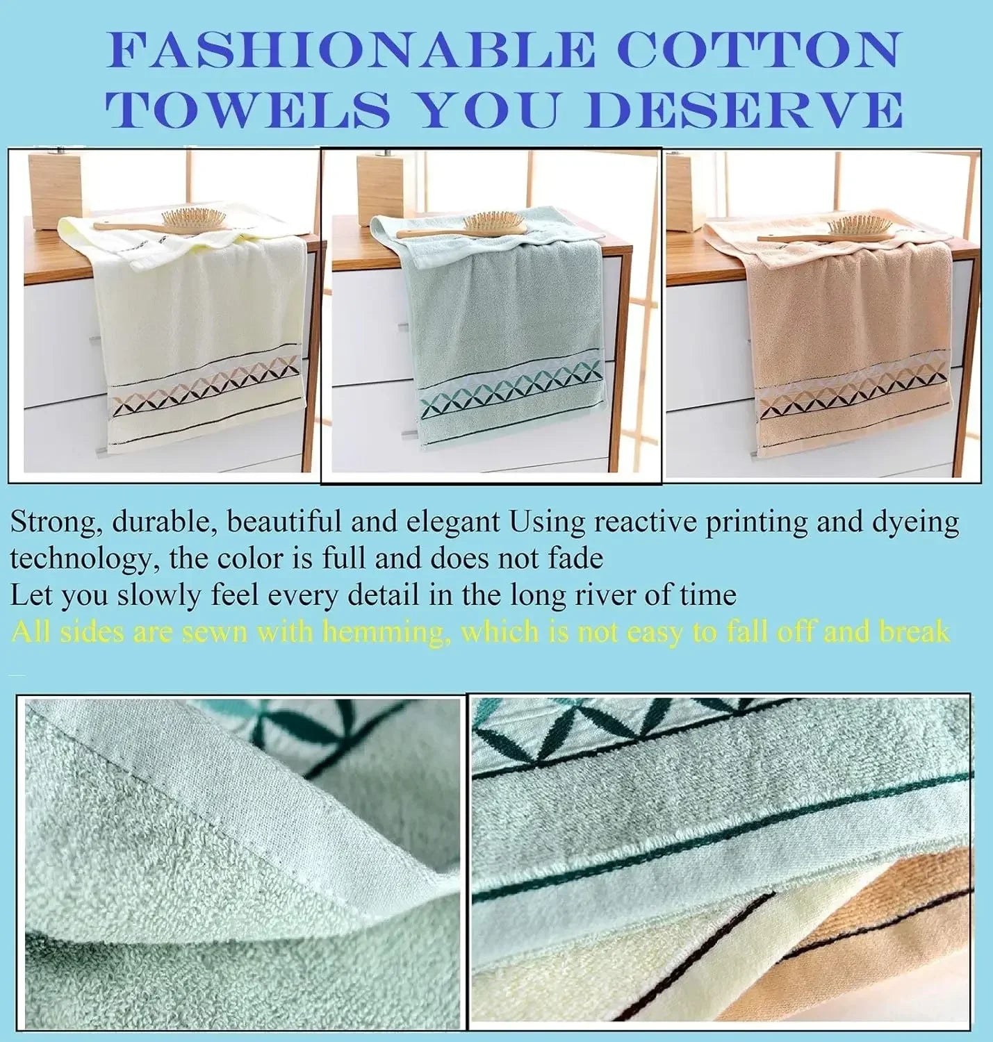 CN Zhejiang Cotton Hand Towels 4 Pack Super Soft Absorbent
