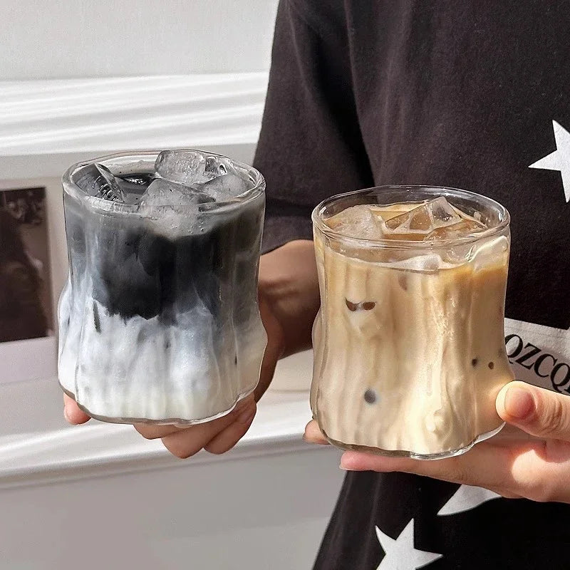 EZHomeEssentials Crystal Glass Aesthetic Cold Coffee Cups